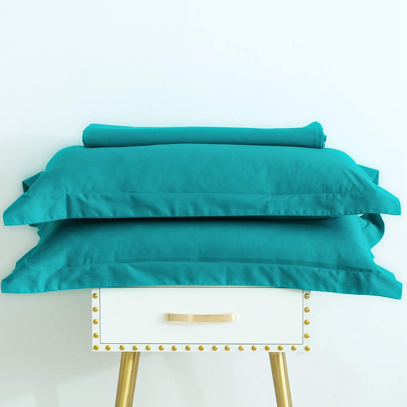 SUSYBAO Turquoise Blue Duvet Cover King 100% Cotton 3 Pcs Set 1 Modern Turquoise Duvet Cover with Zipper Ties 2 Pillow Shams Stylish Neutral Bedding Set Luxury Soft Breathable - Image 7