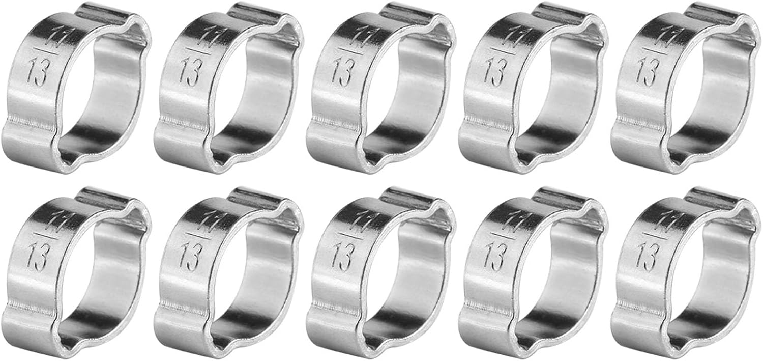 10pcs 5-23mm Zinc Plated Galvanized Iron Two Ear Clamps for Pipe D' (11-13mm)