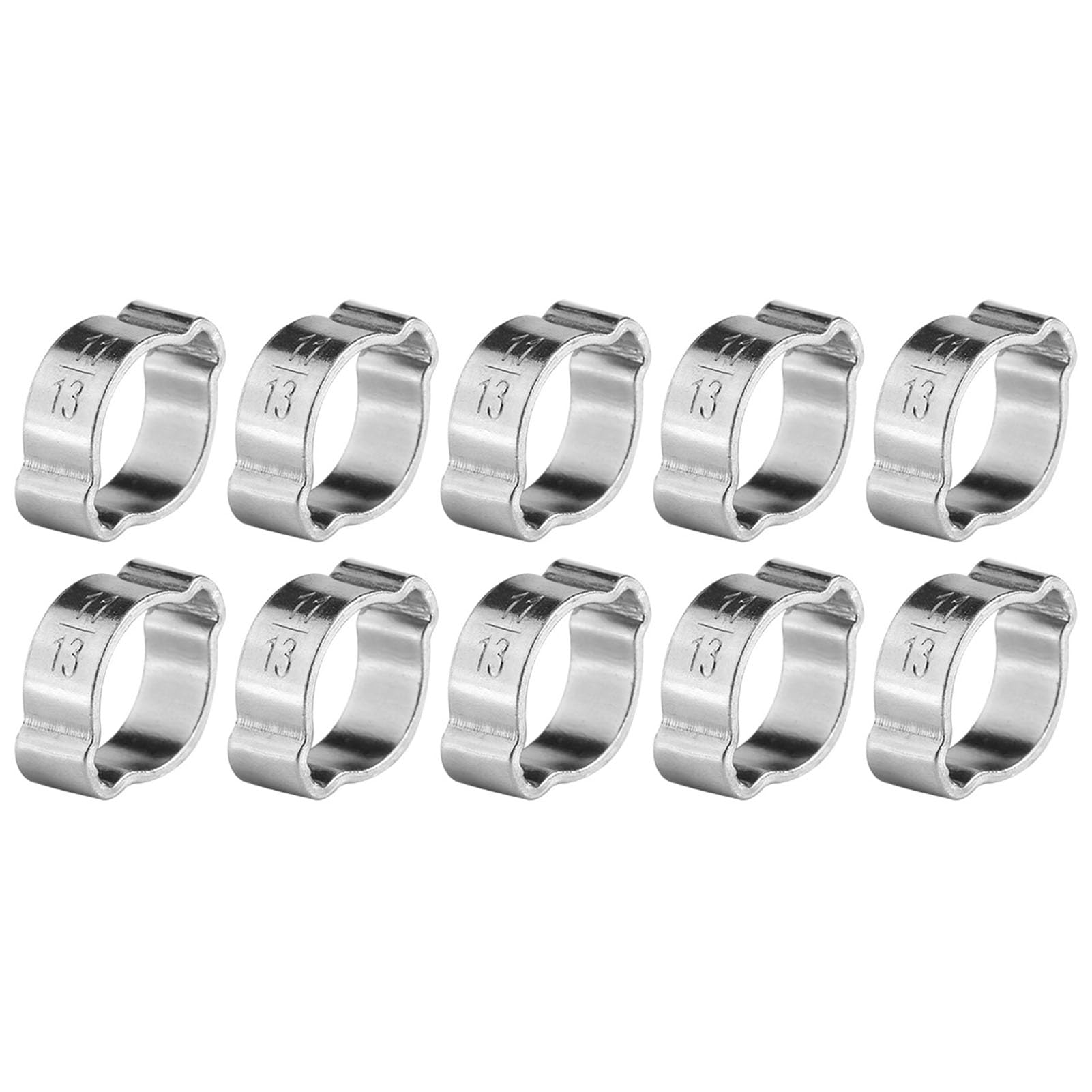 10pcs Zinc Plated Stainless Steel Pipe Clamps Two-Ear Hose Drive Clamp 5-23mm for Fule Petrol Pipe Tube(11-13Mm)