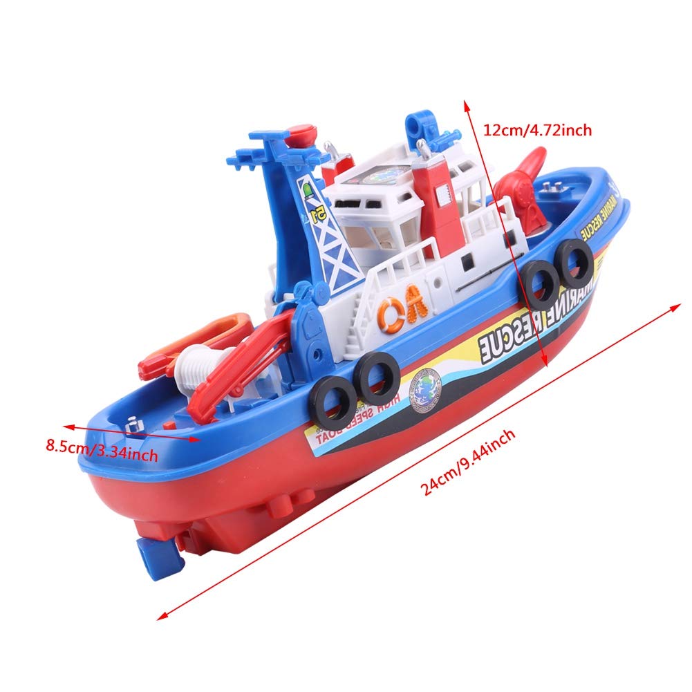 Barco de Juguete para Niños, Barco Rociador de Agua con Sonido y Luz de Flash para Diversión, Plástico Rojo/