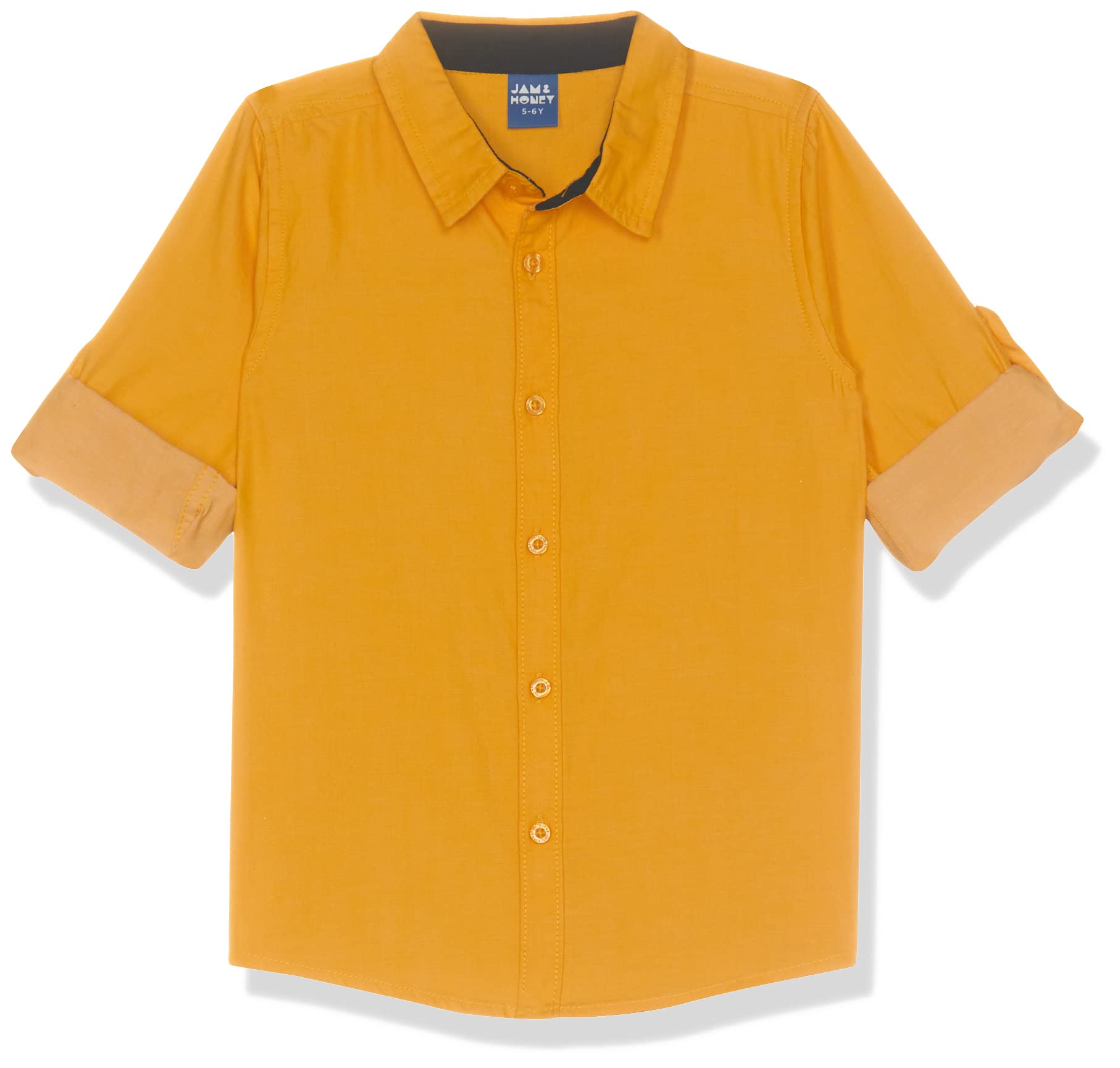 Amazon Brand - Jam & Honey Boy's Cotton Regular Shirt (JHAW22SHR02_Yellow 2-3 Years)