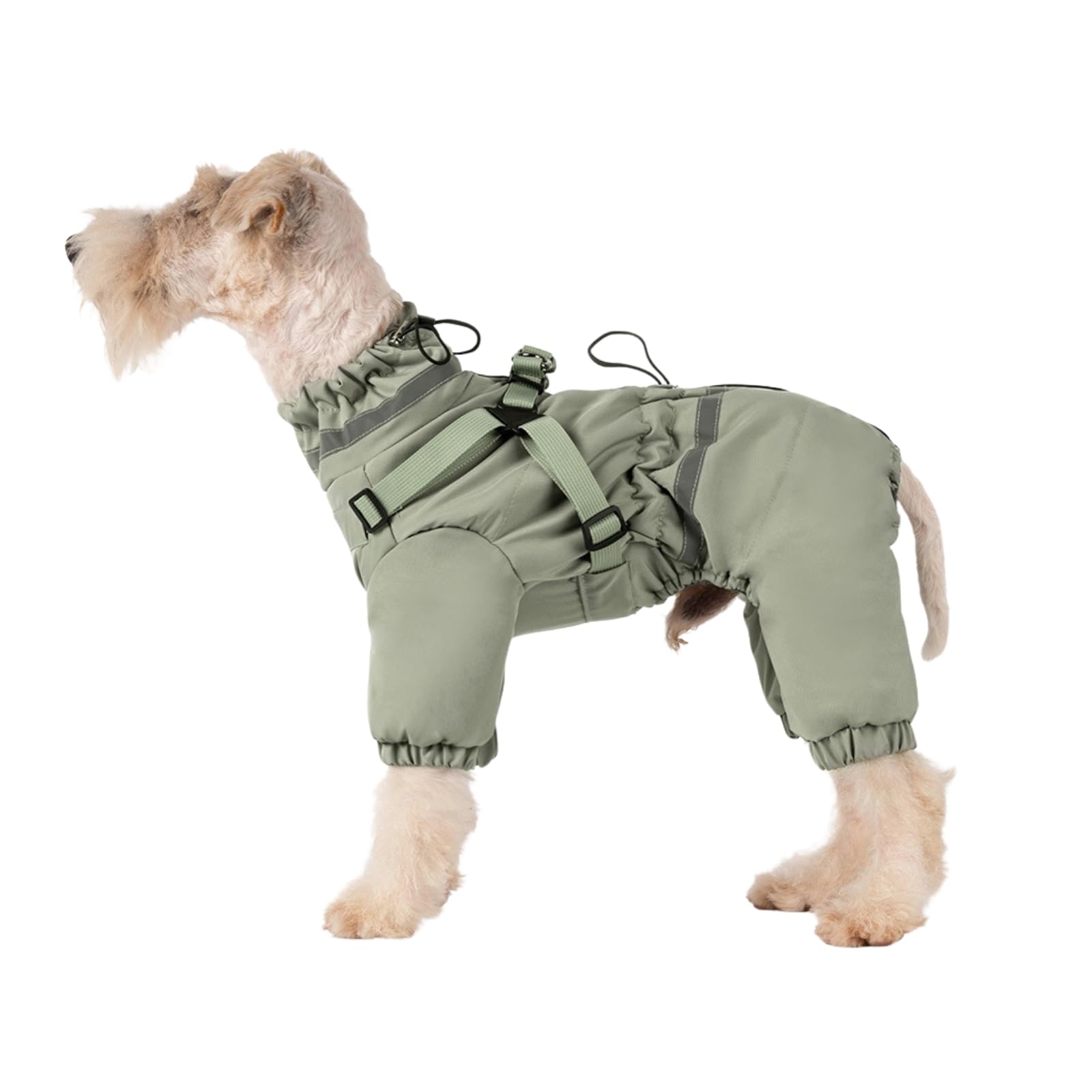BT Bear Dog Winter Coat Jacket Outdoor,Adjustable 4 Legs Dog Jacket with Harness Reflective Jumpsuit Waterproof Coat for Small Dogs Medium Dogs,Green_XXL
