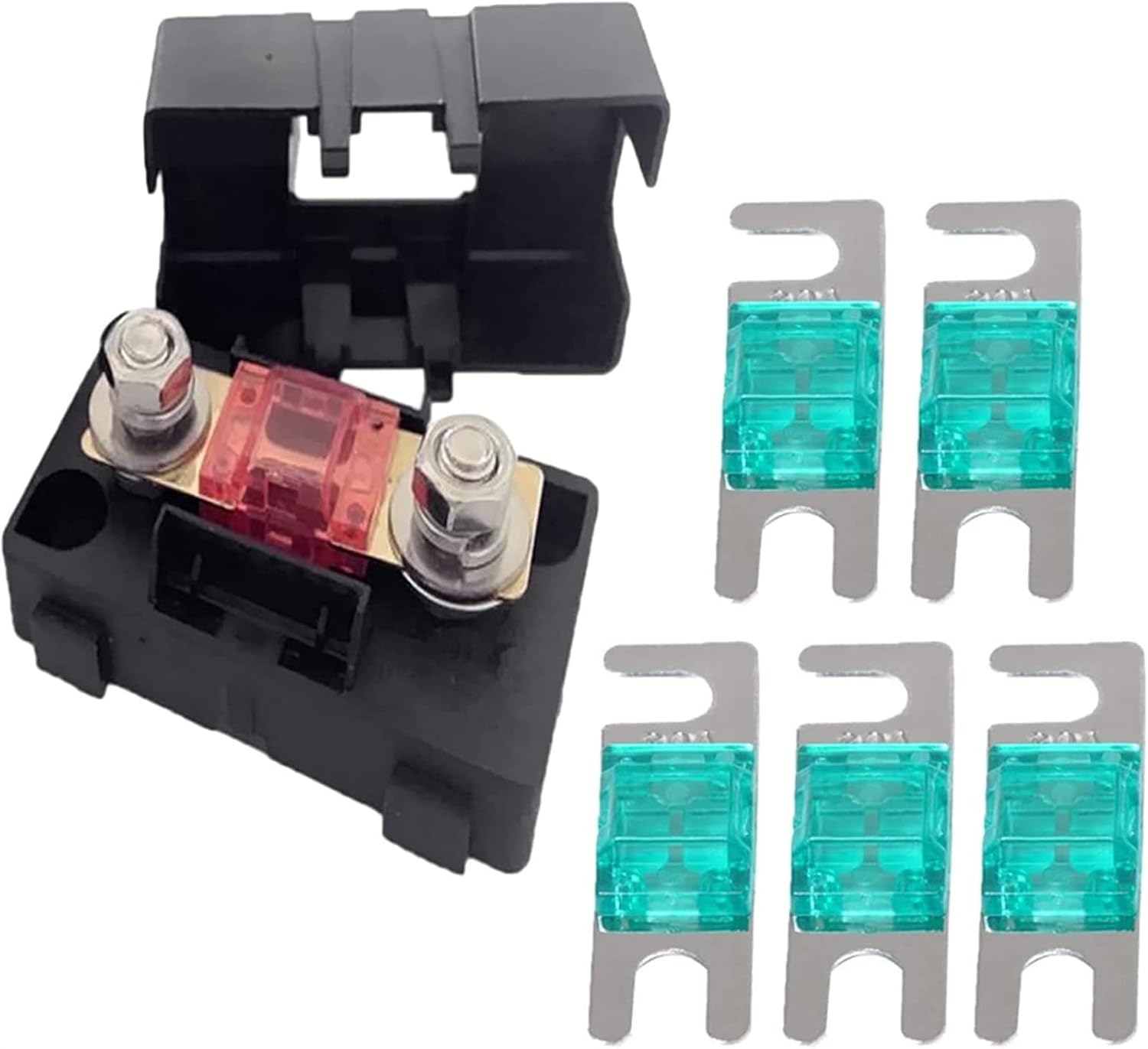 Automotive Car Mini ANS Fuse Holder Fusebox Block 30A+5 Pieces Mini ANL Fuse