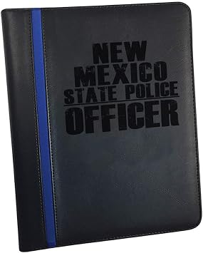 New Mexico State Police Officer Police Padfolio Notepad Holder - Thin Blue Line Portfolio with Police Officers Prayer Print & 3 Police Laptop Stickers and a Police Car Magnet