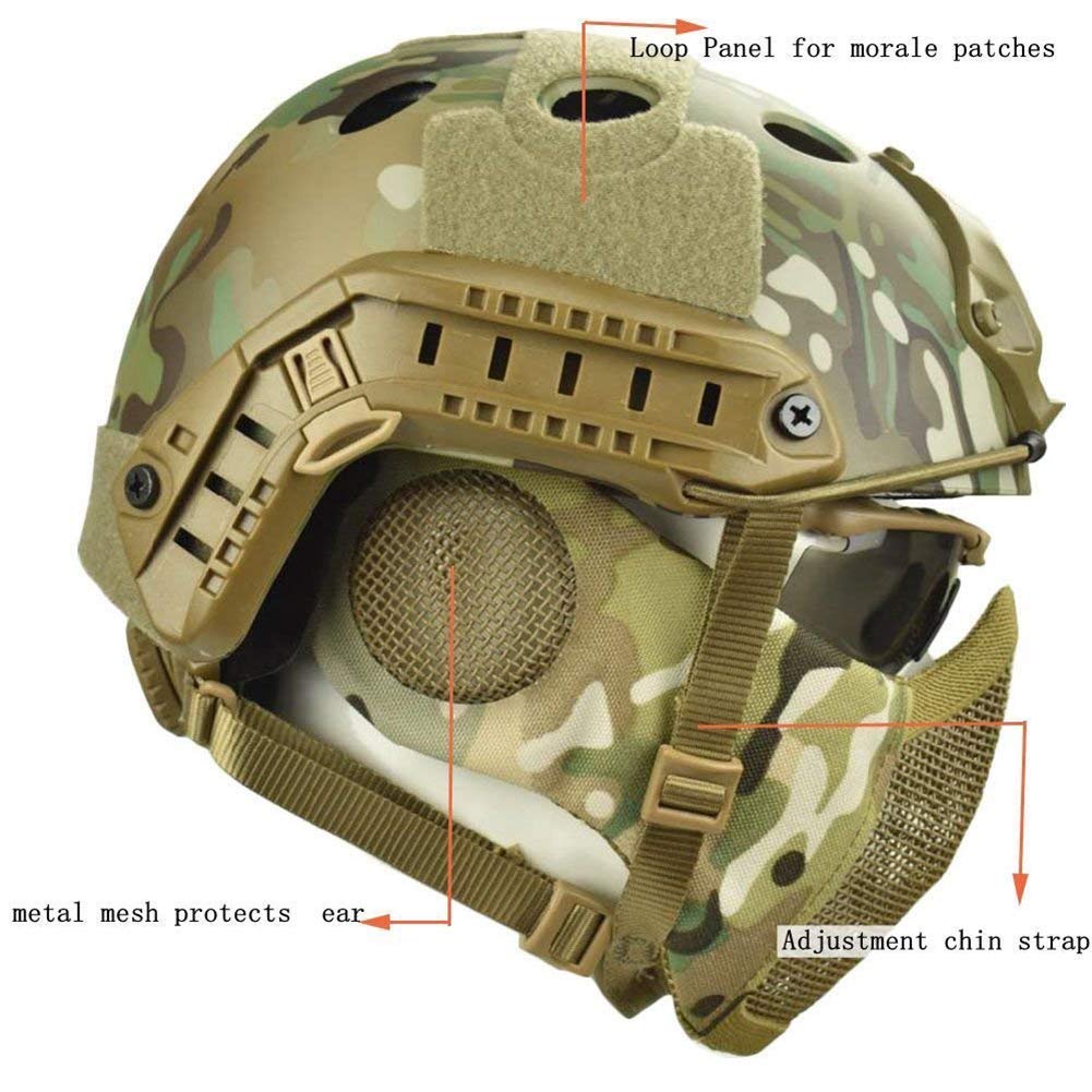 BBYaki Airsoft Paintball Protective Helmet,Tactical Helmets with Steel