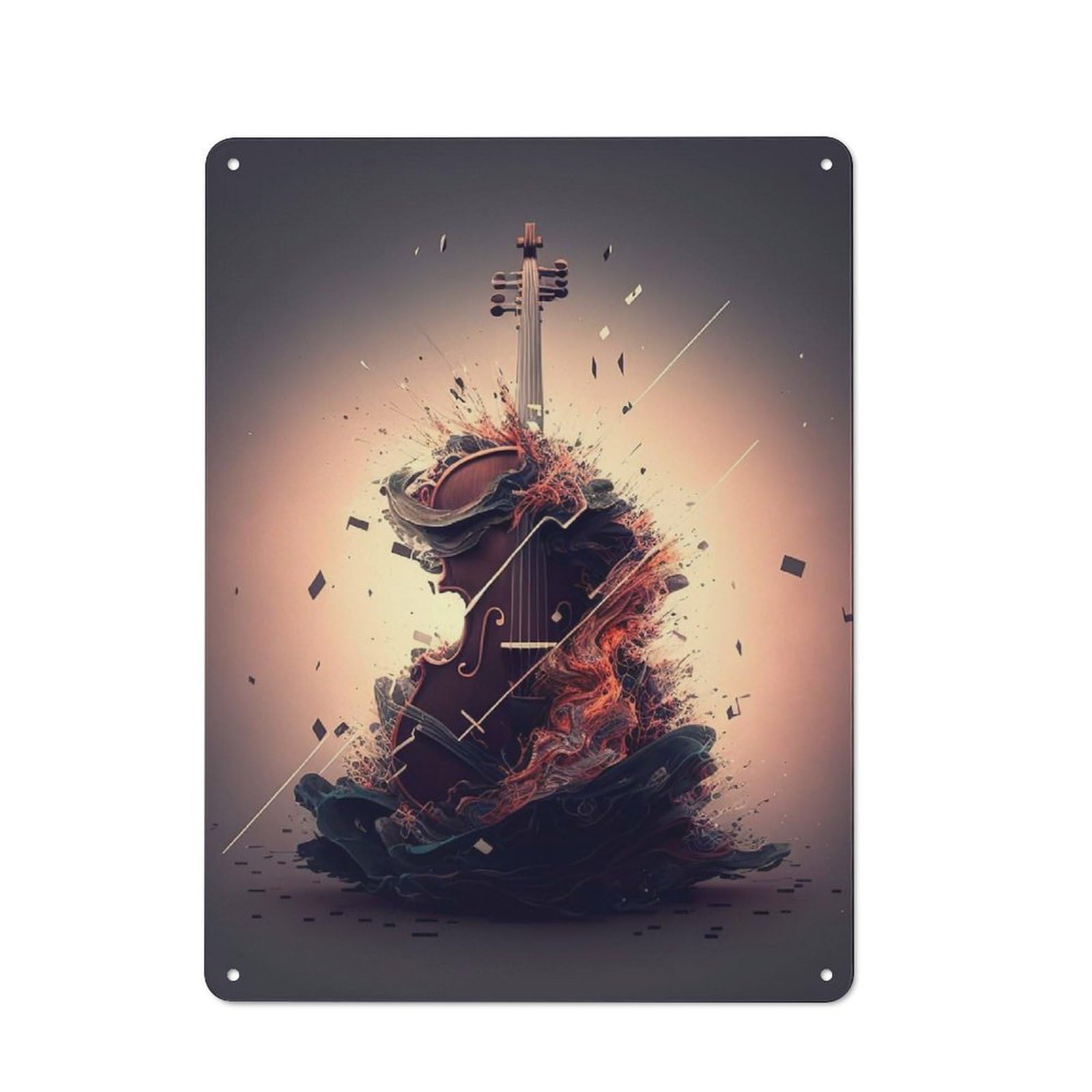 Junmoney Guitar Music Retro Metal Wall Decor 40X30cm, Tin Wall Sign For Home, Shop, Pub Or Studio Wall, Personal Accent For Everyday Walls