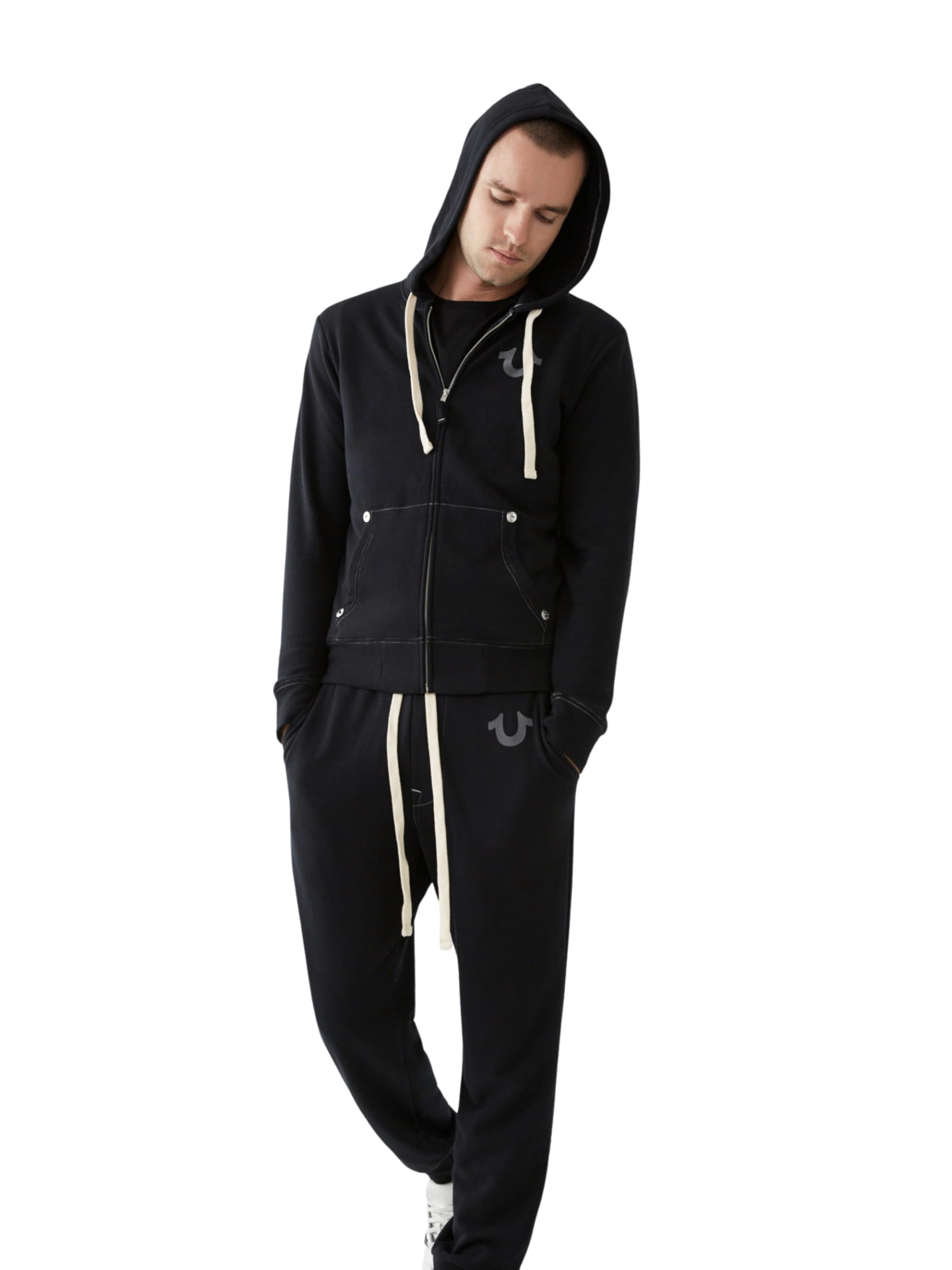 True Religion Herren Jogginghose mit Klassischem Logo Trainingshose, Schwarz, Mittel
