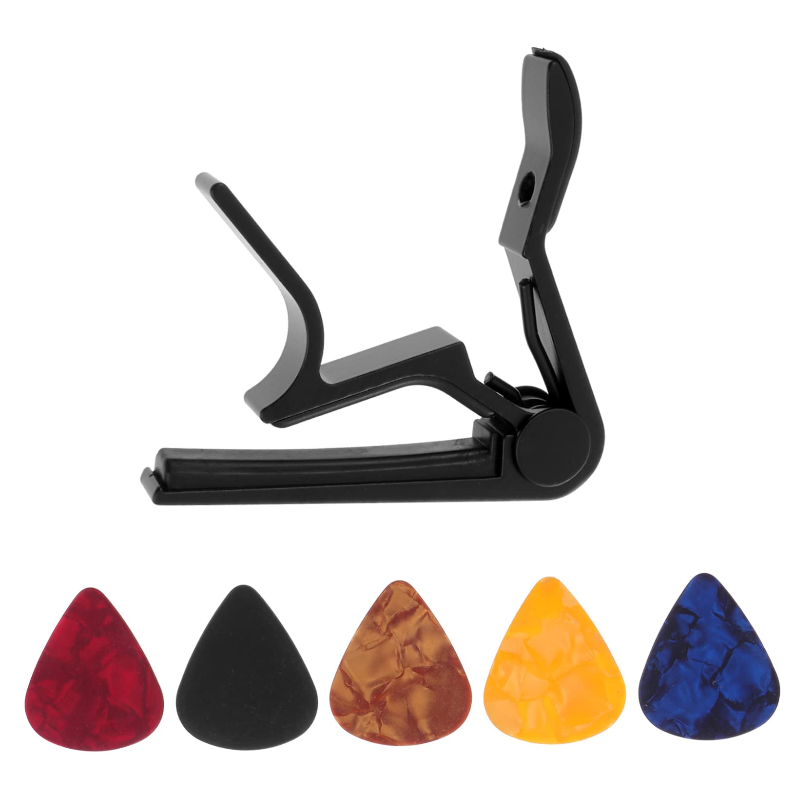 Abaodam Guitar Capo Guitar Picks Change Tune Clamp Folk Capo Ukulele Tuner Clip on Tuner Black