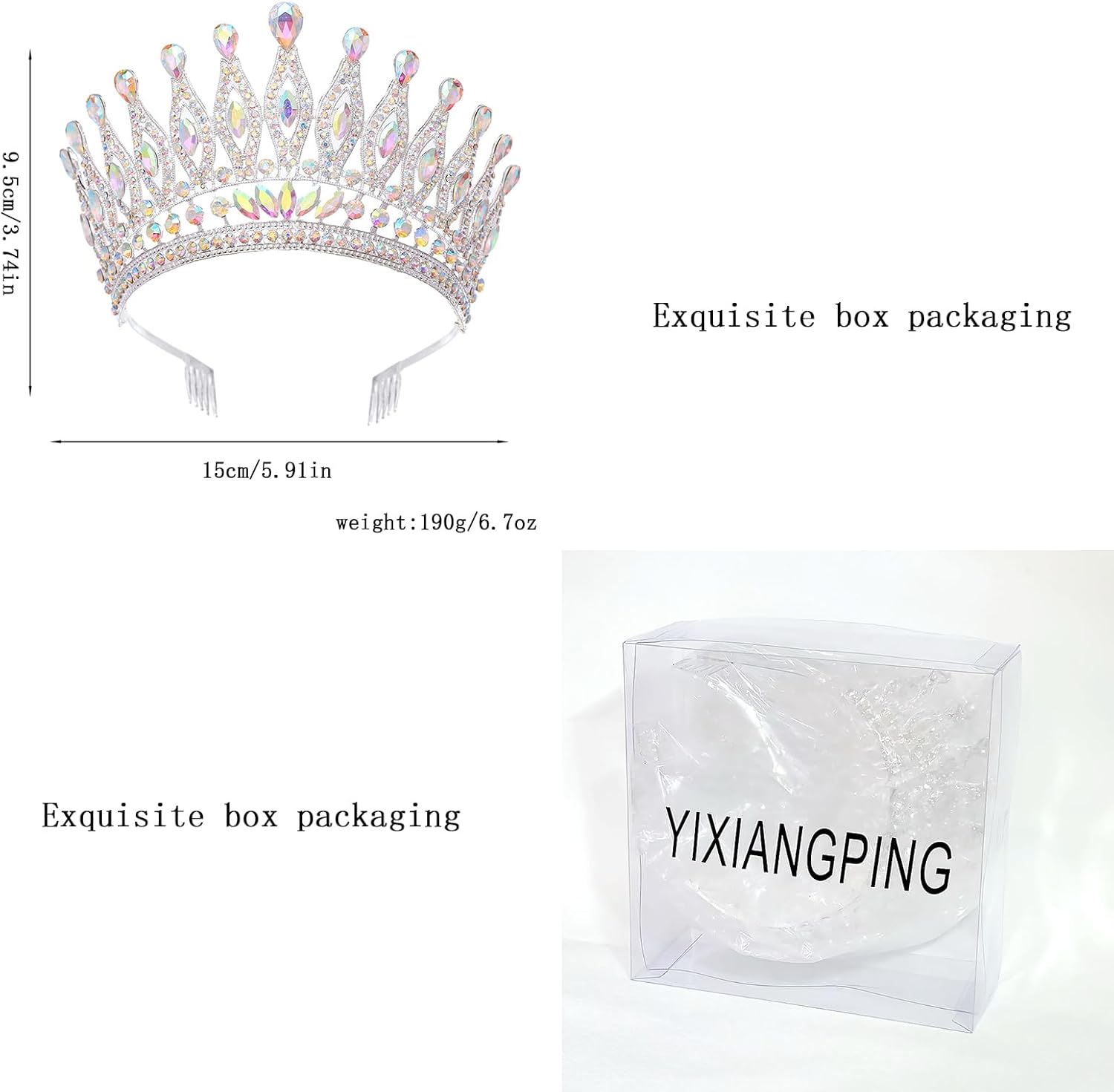 Tiaras and Crowns for Women,Wedding Tiara for Bride,Rhinestone Queen Crown,Crystal Costume Hair Accessories for Birthday Prom Crown with Combs - Image 2