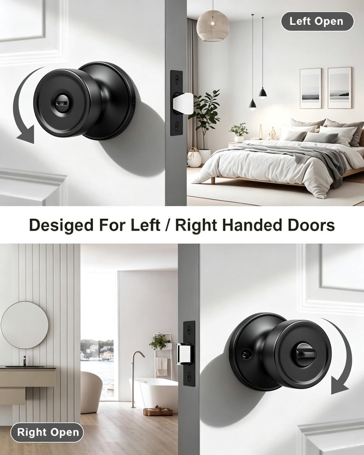 Black Privacy Door Knobs - Emergency Unlock -4