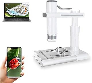 Wireless Digital Microscope,50X-1000X Magnification WiFi USB Portable Handheld Coin Microscope Camera with 8 Adjustable LED Lights,1080P HD Lab Microscope Kit for Kids with iPhone Android (White)