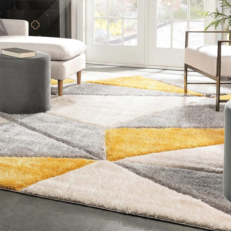 Image of Shaggy Carpet for Living Room 7 X 10 FEET Fluffy Plush Area Rug, Thick Fur Floor Carpet Modern Cozy Rug for Home Decor, Kids Room Bedside Hall, Durable Comfortable Shaggy Rug (Gold)