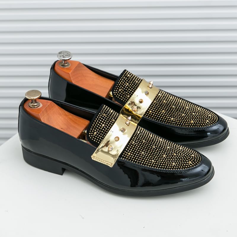 Luxury Leather Shoes Men Wedding Dress Shoes Designer Rivet Loafers Driving Shoes British Formal Oxford Men Handmade Casual Shoes for Party Shoes Flat Big Size 38-474