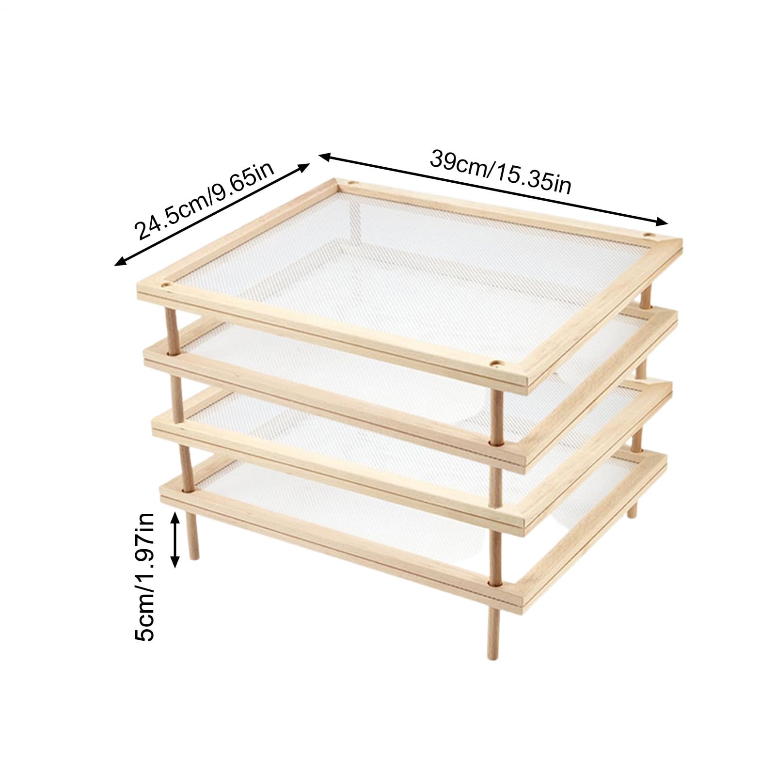 Secador de fideos de madera apilable extraíble con red, circulación de aire, estante de almacenamiento de frutas abierto de madera pulida, saludable, seguro, ahorra espacio para alimentos y secado en | aire, estante de almacenamiento de frutas abierto de
