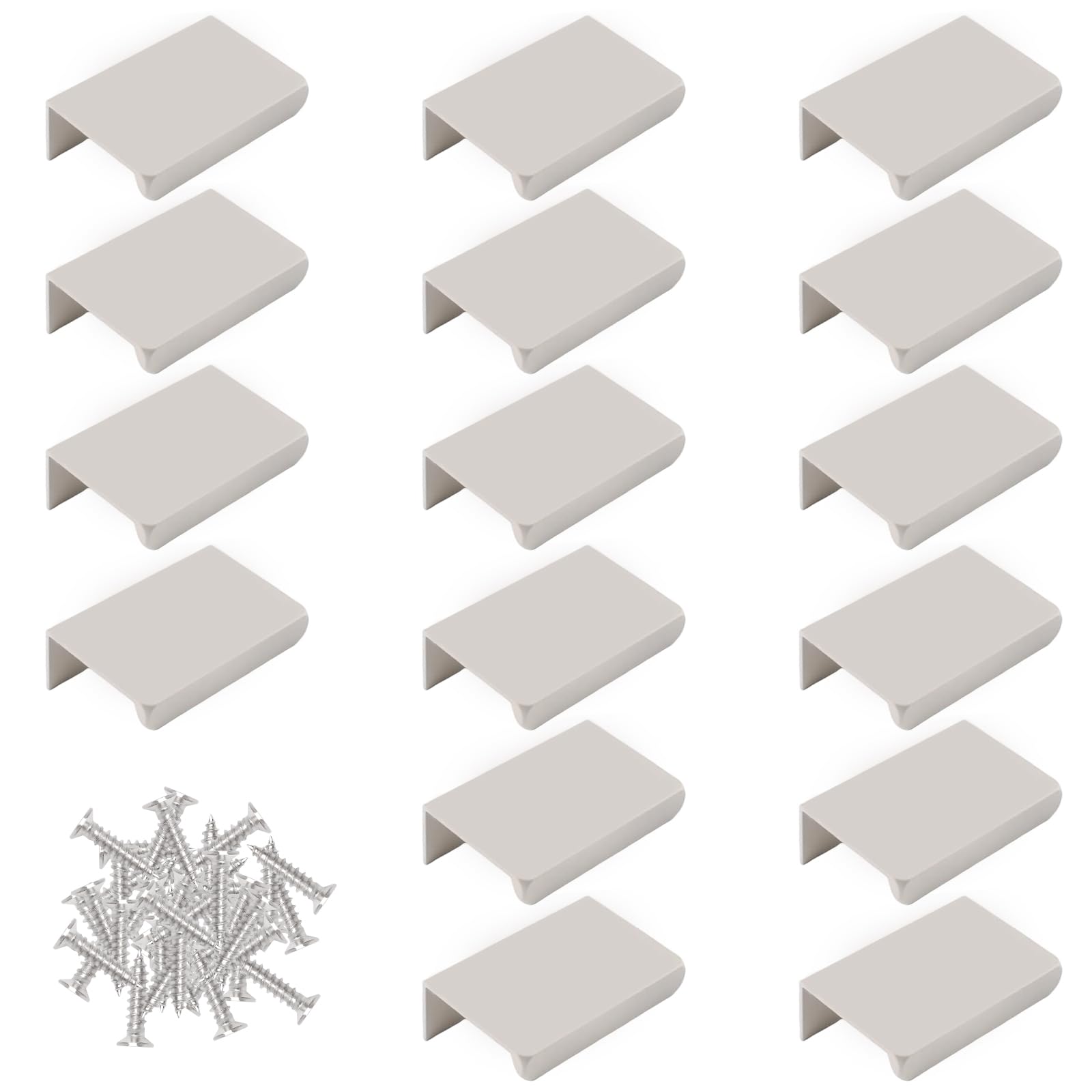 MOROBOR Cashmere Gray Finger Edge Pull, 16 Pcs Aluminum Alloy Concealed Handle Pulls Modern Right Angle Drawer Handles for Cabinet Kitchen Door/50mm