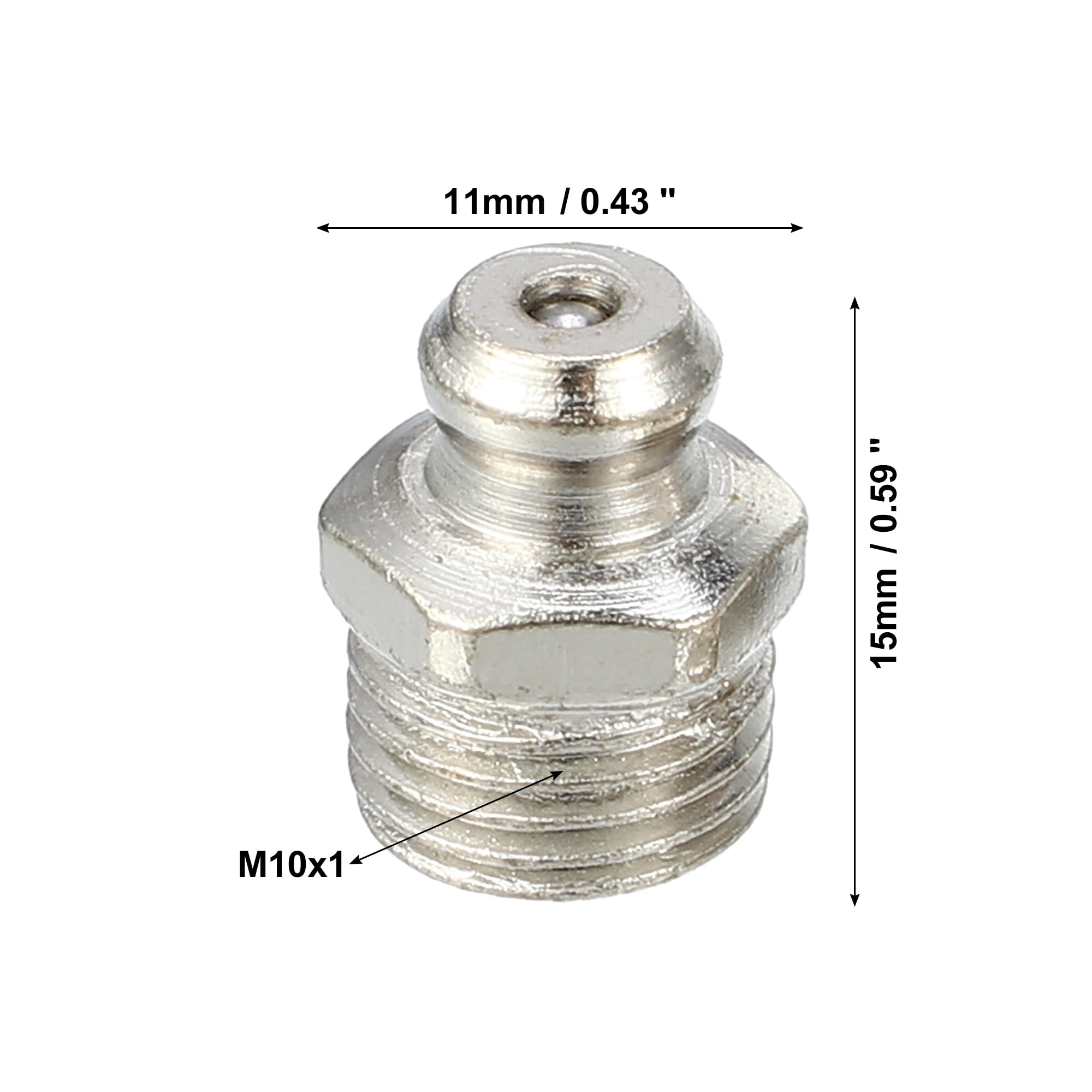 QUARKZMAN 100pz M10x1 Macchina Grasso Nipplo Montaggio 180 Gradi Nickel Placcato Acciaio