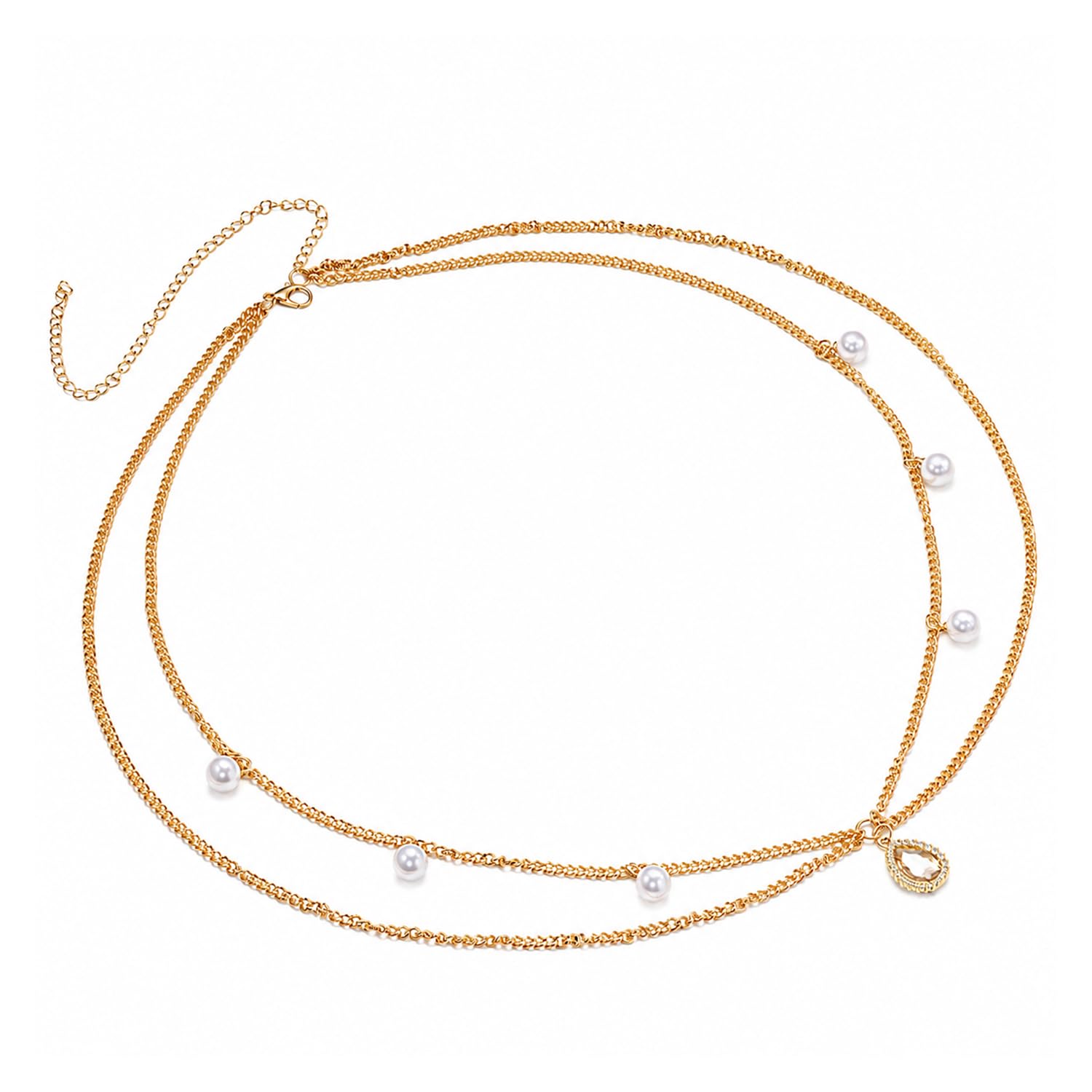 Ethnic 2 Layer Belly Chain Kamarband for Women & Girls | Gold Plated | Crystals & Pearl Studded | Festive Bridal Jewellery | Anniversary Birthday Gift for Her-image-43