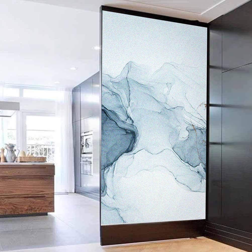 Privacy Window Film Marble Texture Decorative Stained Glass Siding Glass Door Shade Film Stickers Window Treatments Window Coverings Glass Sticker 31.5"x70.9"(80x180cm