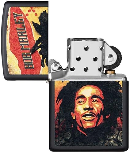 Miniatura 10 de Zippo Bob Marley - Mecheros Negro (Black Ice), Negro mate, High Polish Brass, Fusión de latón pulido, High Polish Chrome, Cromo pulido 75º