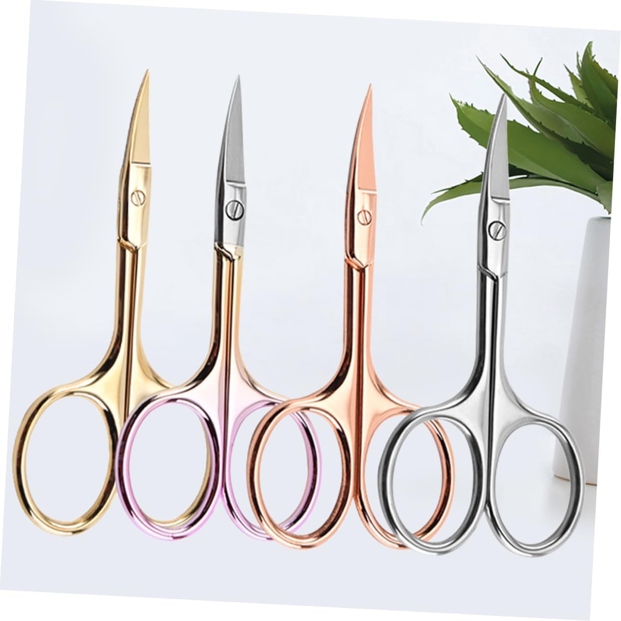 Angoily 12pcs Professional Beard Scissors Stainless Steel Mustache Trimmer for Barbers Painless Shears Random Color