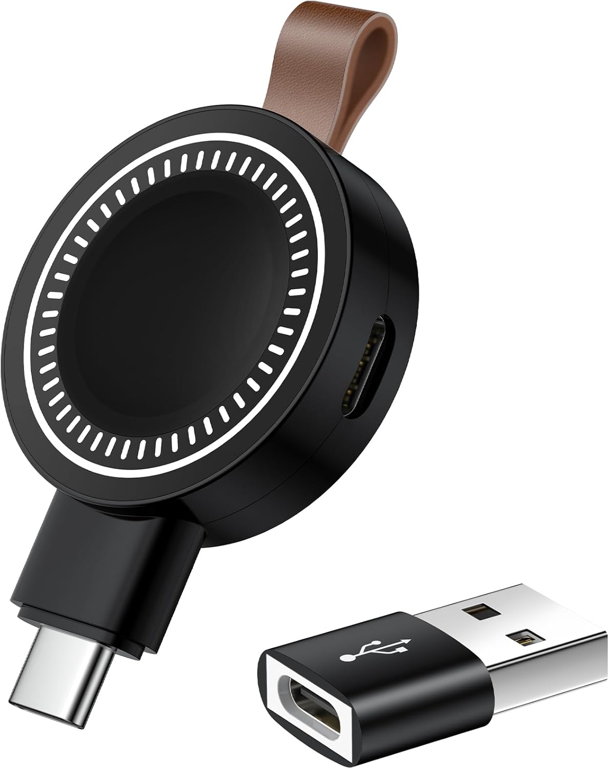 USB C Apple Watch 11 Charger for Car, Portable Magnetic Wireless iWatch Charge Fast Charging with USB-A Adapter for Applewatch Series Ultra2/Ultra/SE2/SE/10/9/8/7/6/5/4/3/2/, Magsafe iWatch Charger