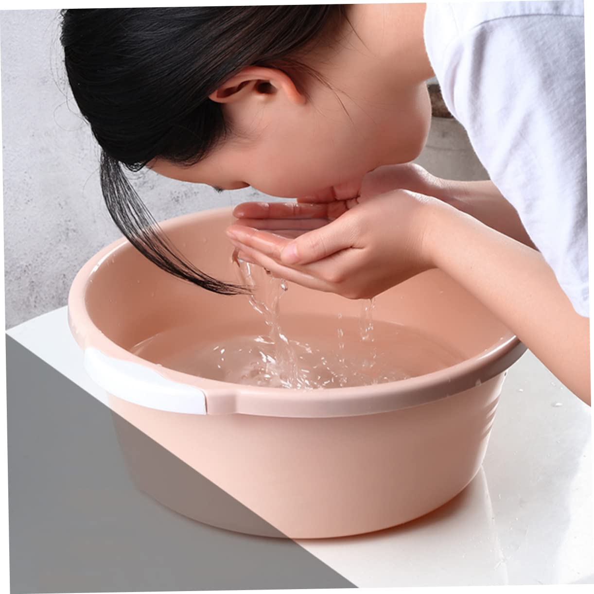 Cabilock Bassine Plastique Rose - Lavabo Classique 2 Pièces, Lavage Taille Grande, Ménage, Pied Maison, Salle de Bain Simple, Seau De Mode