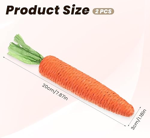 Miniatura 3 de 2 piezas de juguetes de dentición para gatos de interior, juguete masticable de sisal natural, juguetes de dentición de gato, zanahoria naranja,