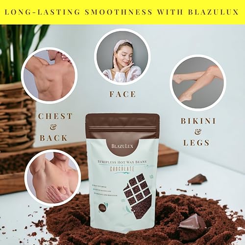 Miniatura 2 de Cuentas de cera para depilación - Chocolate de 17.6 onzas, granos de cera dura sin tirantes para bikini brasileño, cara, cejas, axilas, brazos,