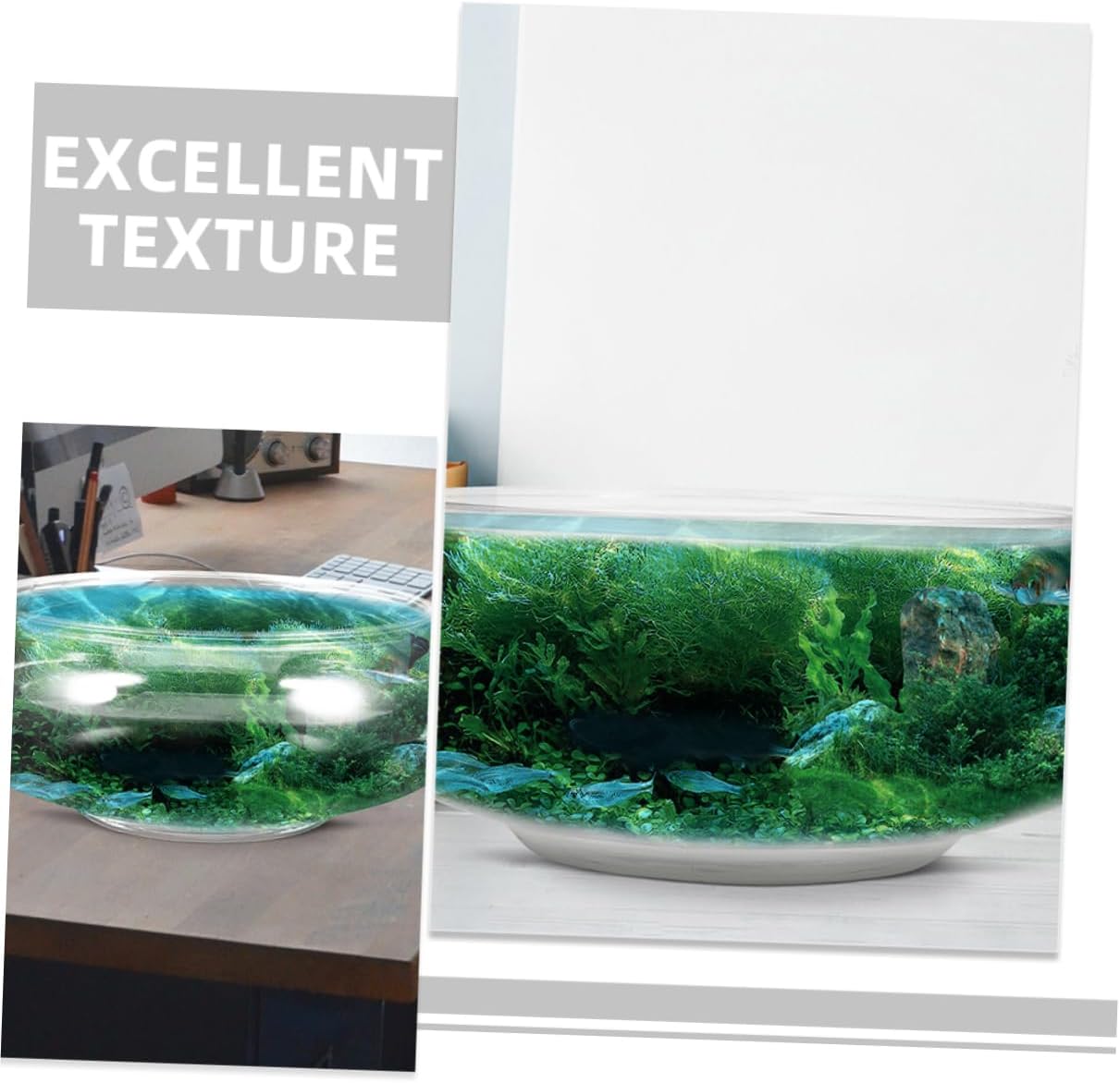 2pcs Transparent Fish Tank Small Unbreakable Aquarium for and Turtles Decorative Desktop Bowl for Use Capacity