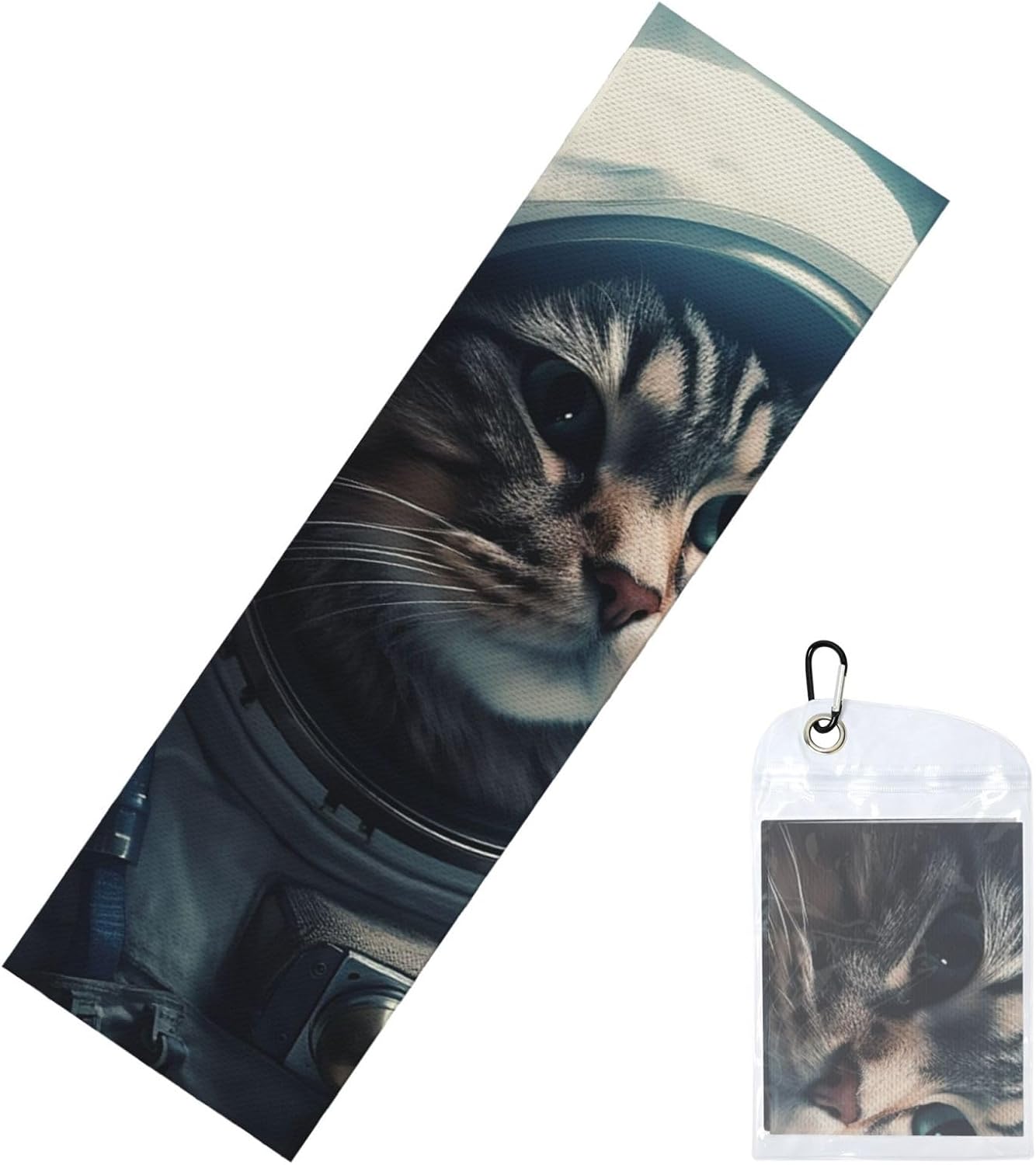Astronaut Cat in Space Cooling Towel Cold Exercise Towel, Soft Breathable Ice Towel Microfiber Gym Towel with PVC Pouch for Yoga Golf Gym Fitness 40″X12″