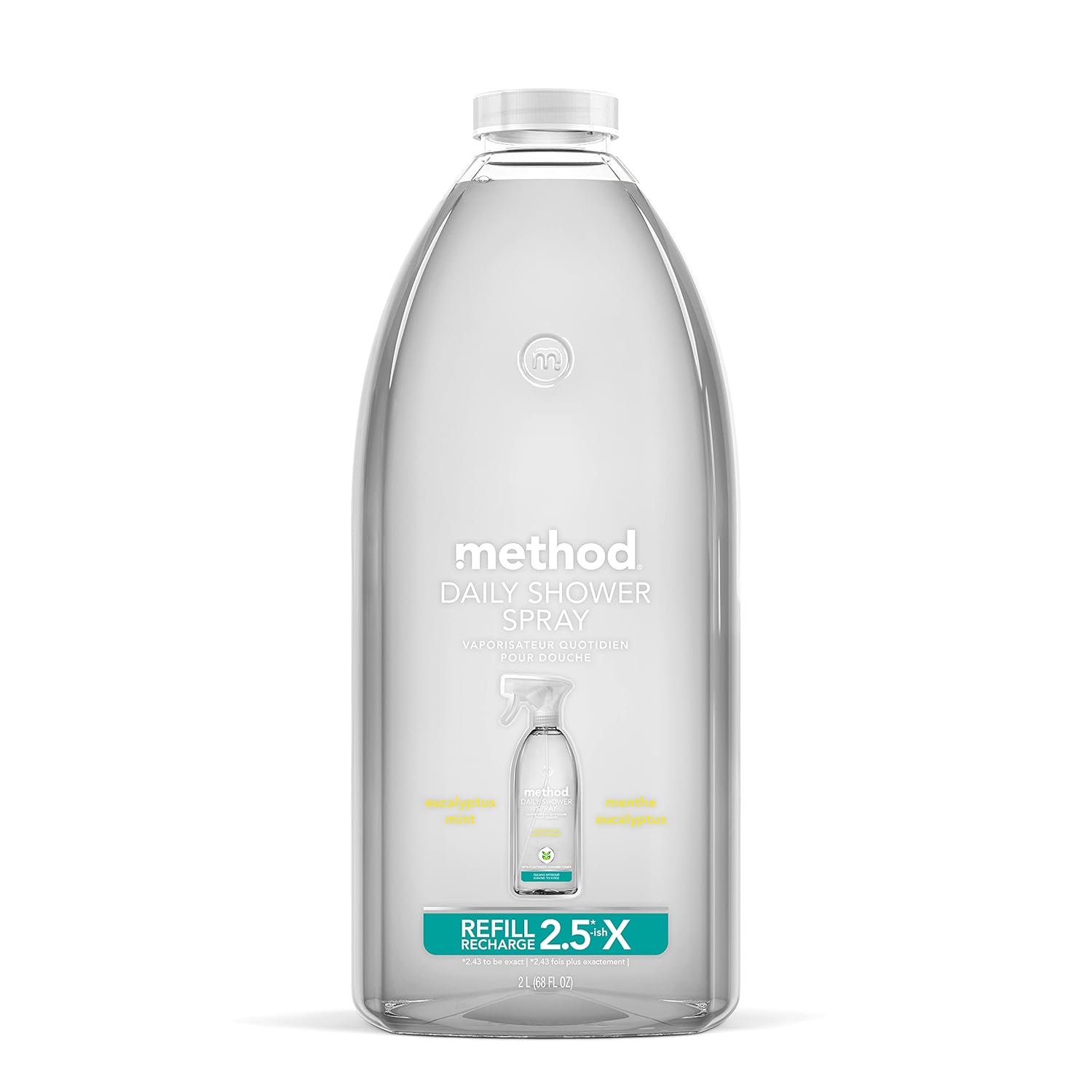 Method Daily Shower Cleaner Refill Eucalyptus Mint For Showers Tile Fixtures Glass and Tubs 68 Fl Oz Pack