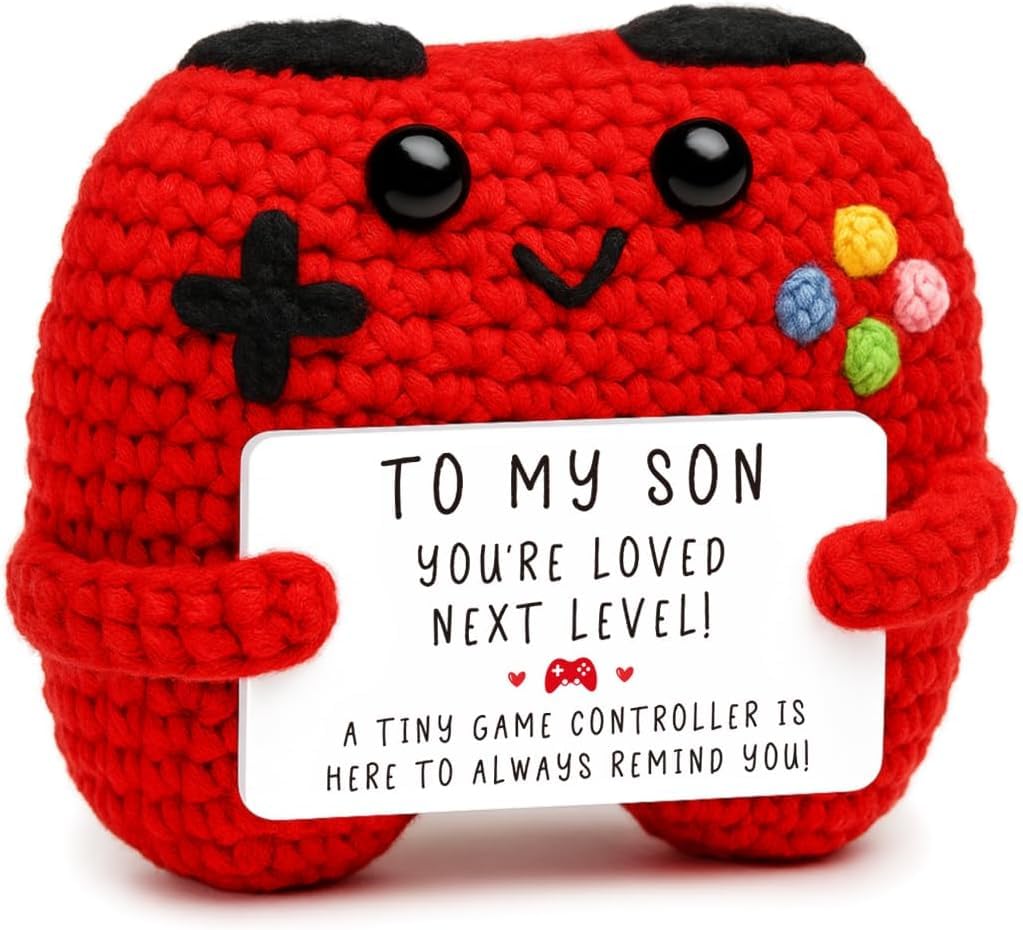 ALUNME Cute Handmade Crochet Game Controller, Emotional Support Positive Decor for Son, From Mom Dad for Christmas Birthday Fathers Day Graduation, Heartfelt Keepsake (to my son) โ image 1