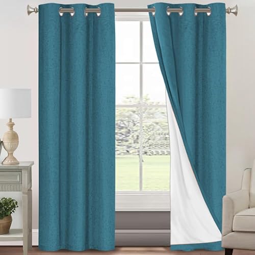 Miniatura 263 de PrinceDeco Cortinas opacas 100% para dormitorio, cortina de lino para puerta corrediza de cristal, cortinas opacas extra anchas con ojales Arena