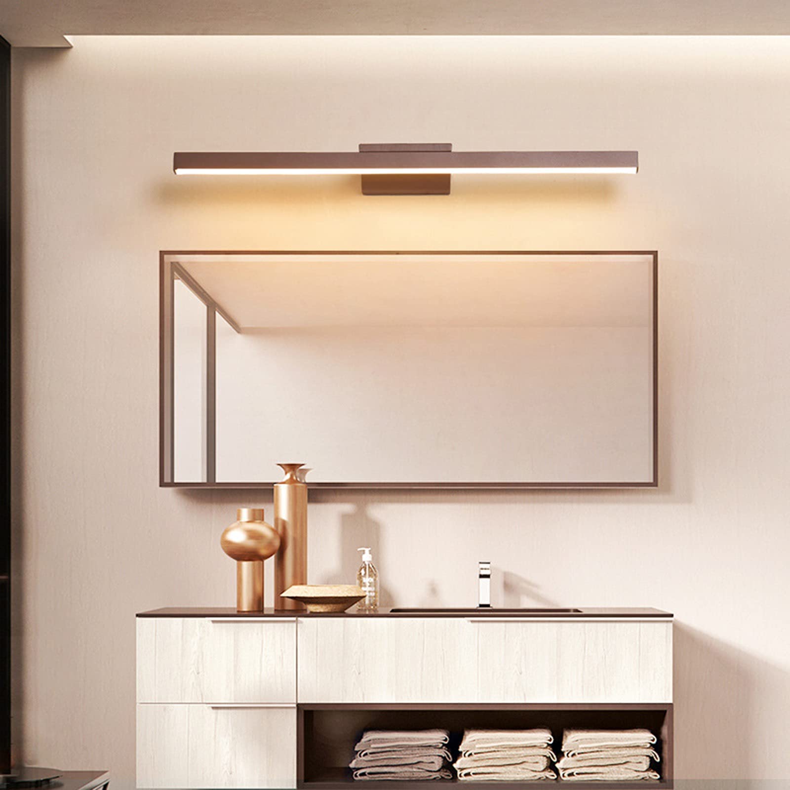 Semplice 41/60/80/100/120 cm Luci anteriori a specchio Nordic Lunga striscia Camera da letto Toeletta Personalità creativa Bagno Nebbia impermeabile Lampada da parete a LED a risparmio energetico (80