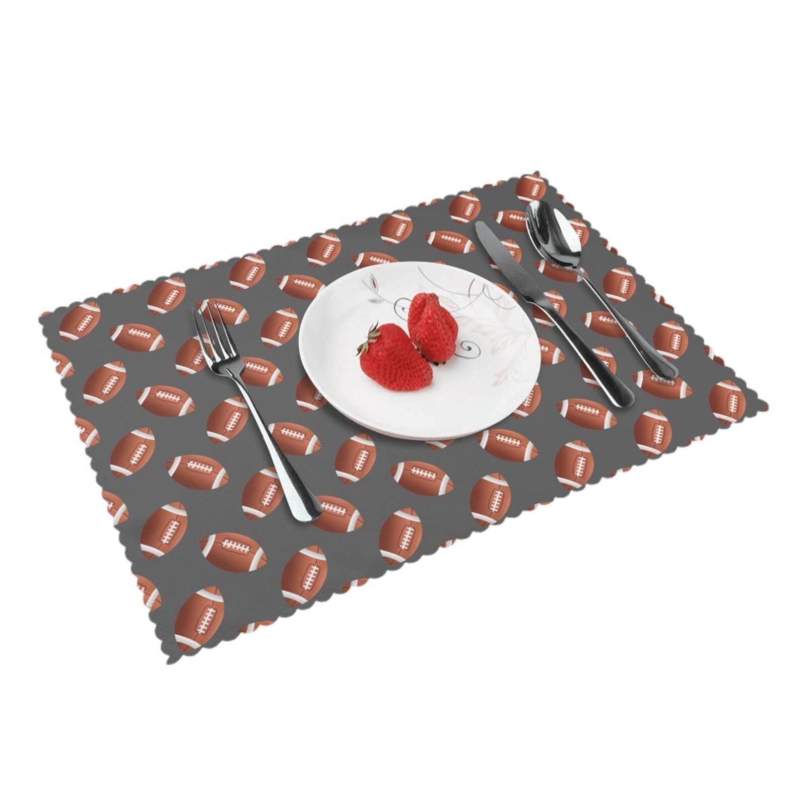 Gray Football American Placemats Set of 4 Print Table Mats Place Mats Table Decor for Kitchen Dining 12X18 in