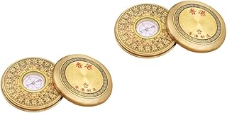 INOOMP 2 Peças Bússola Decorações Chinesas Mini Ferramentas Roupa Metálica Decorações Chinesas Ornamento Luo Pan Peça Central Liga De Cobre Demonstrador De Geologia Em Casa