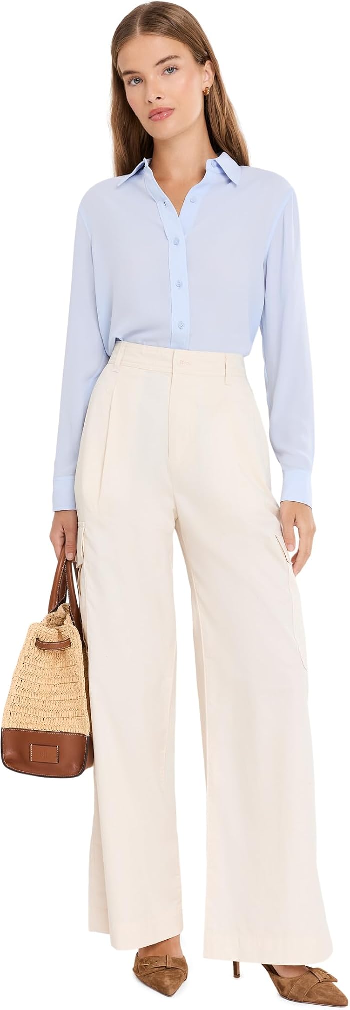 Женская рубашка Lauren Ralph Lauren Petite Classic Fit Georgette, цвет: Синий — фото 2