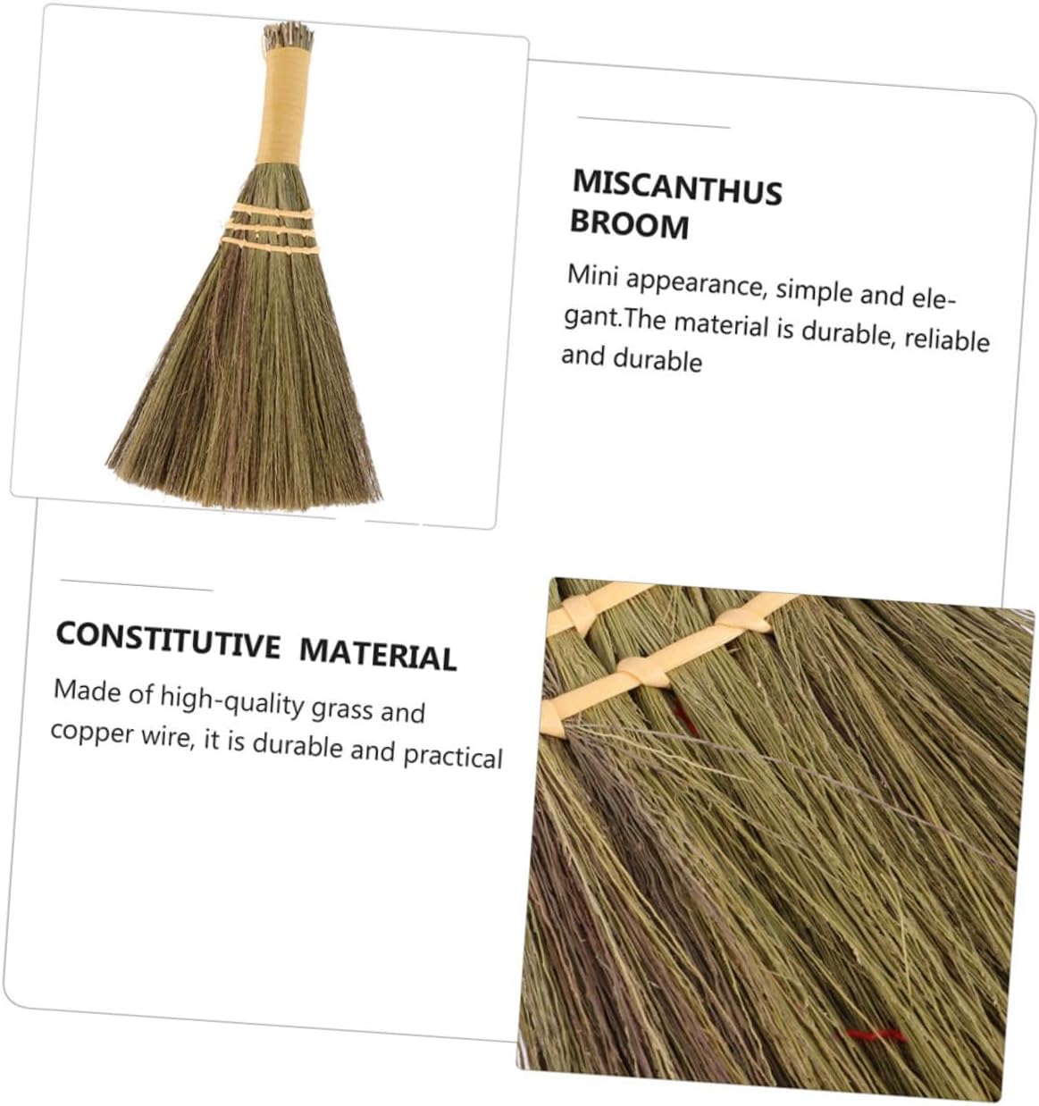 2pcs Small Manual Braided Hand Brooms Desktop Sweeping Cleaning Tools Halloween Witch Broom Props for Household and Tabletop Use Random Color