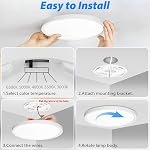 Peasur 11.4×0.66Inch LED Ceiling Light Flush Mount Fixtures - 6 Pack 24W Ultra-Thin Bedroom Kitchen Lighting, 3000k/3500k/4000k/5000k/6500k 5 Color Temperatures Selectable for Dining Room (White)