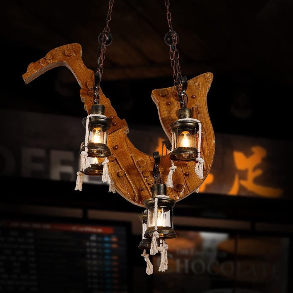 Lampa wisząca z drewna saksofonowego z 4 światłami