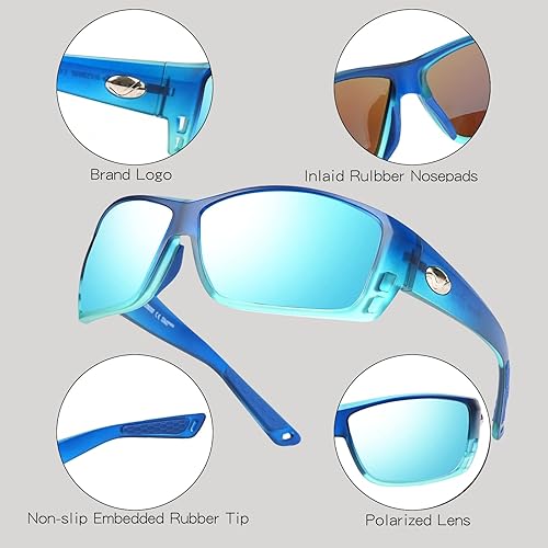 Miniatura 3 de Gafas de sol polarizadas para hombre, gafas de sol cuadradas para hombre, para pesca, conducción, correr, deportes, protección UV400 18158 (azul