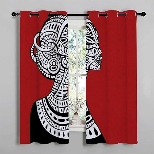 Miniatura 3 de Cortinas de sala de estar para ventanas de mujer africana con ojales, cortinas deslizantes cortas para puertas corredizas de vidrio, cortinas para