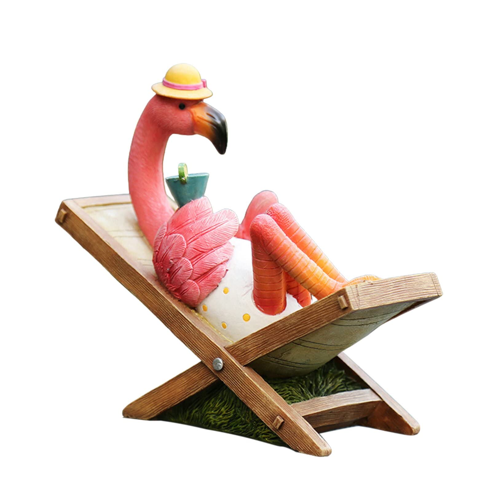 Pink Flamingo Yard Decorations,Flamingo Seated on a Lounge Chair  Ornaments,Outdoor Garden Statues Decor, Resin Sculptures Figurines Gifts  for Patio