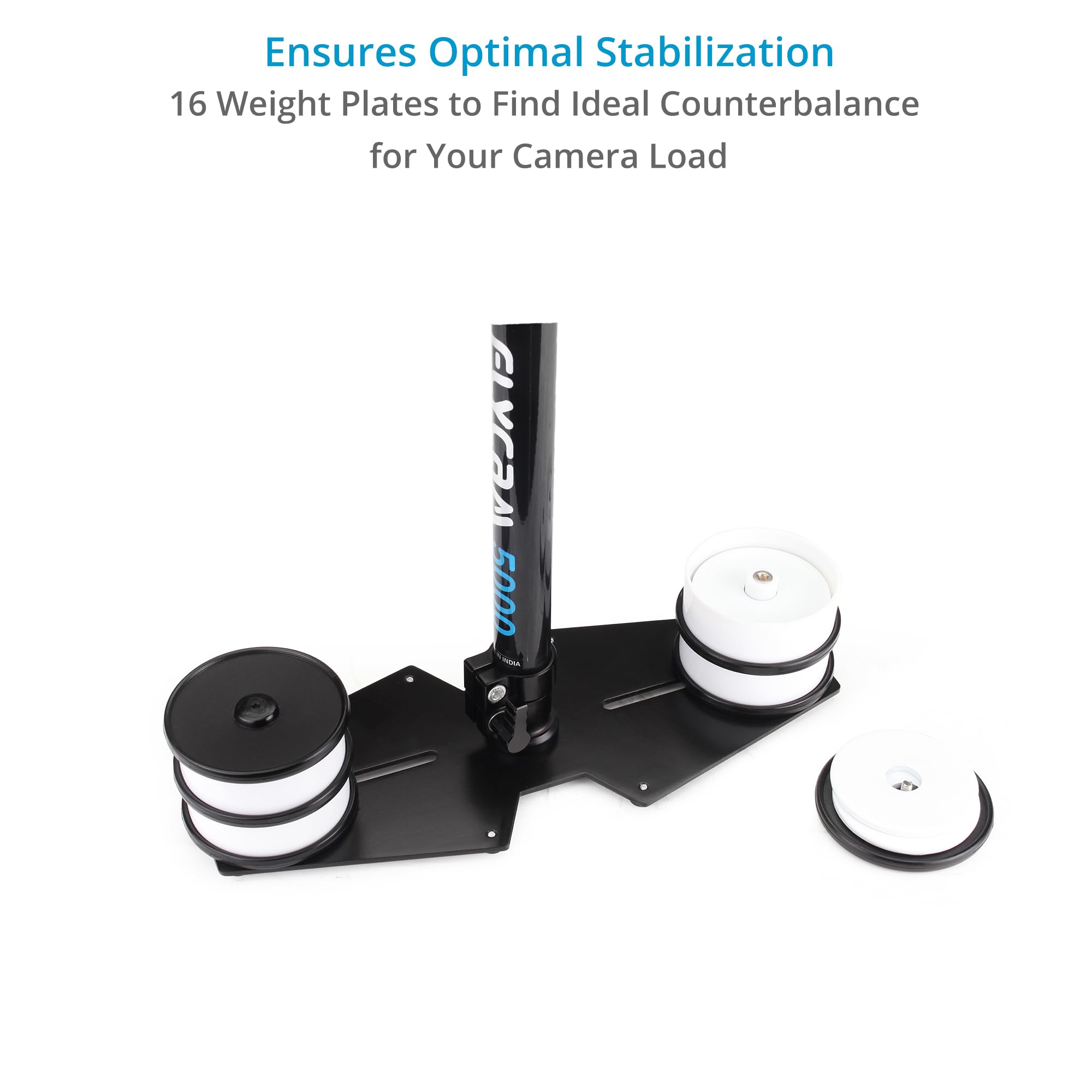 Flycam Estabilizador de mano 5000 con placa de liberación rápida y abrazadera de mesa para cámaras de vídeo DSLR. Cardán de 3 ejes con empuñadura de espuma. Rango de altura: 55-73 cm. Carga útil de