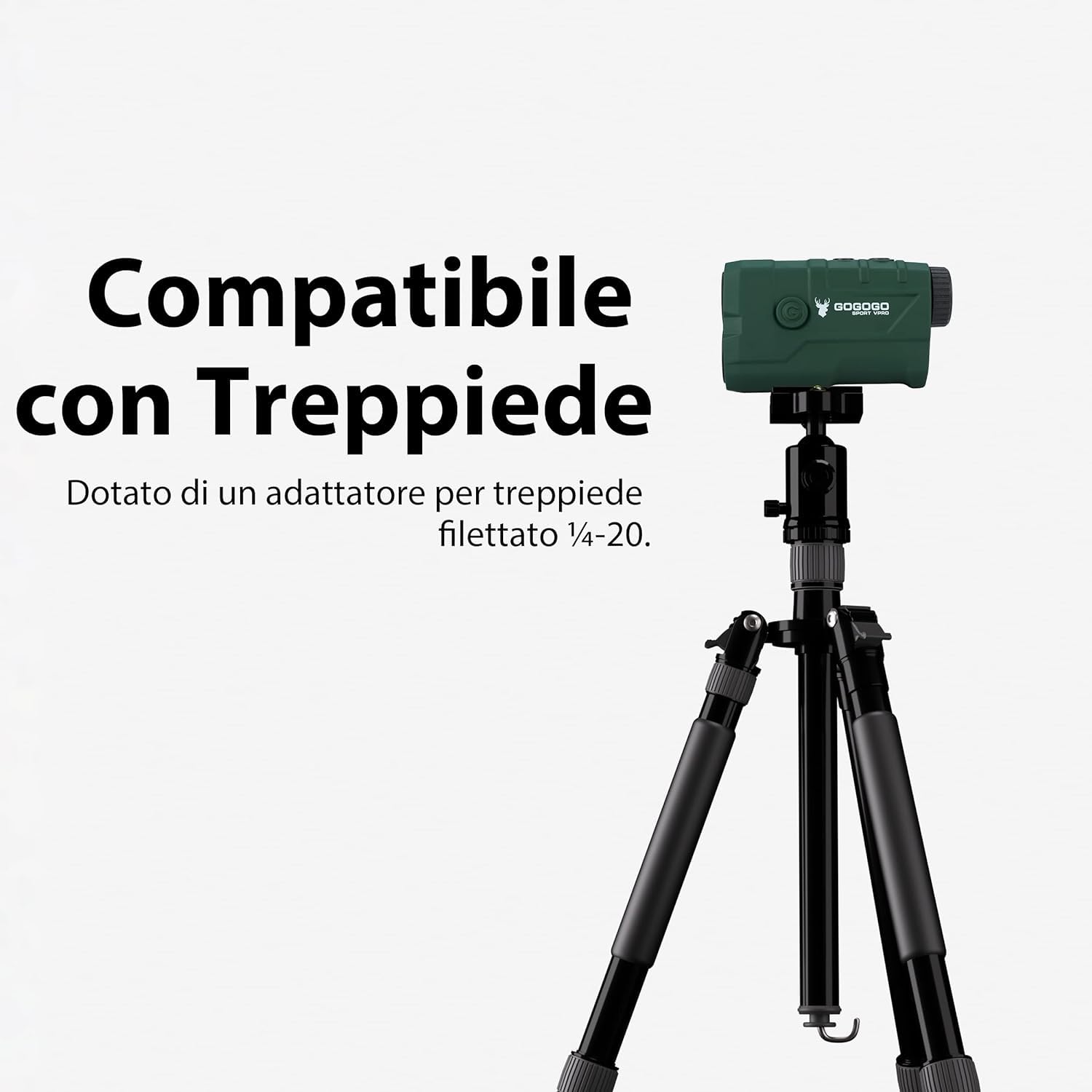 Gogogo Sport Vpro Telemetro Caccia Golf 1097M/1200 Iarde con Luce Rossa, Ricaricabile Telemetri con Ingrandimento 6X Modalità di Pendenza, Blocc Bandiera & Vibrazione, Scansione,Precisione ±1