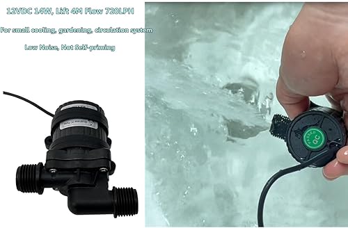 Miniatura 4 de SHYSKY DC40C-1240 Bomba de agua CC sin escobillas micro 12V 14W, 4M 13ft, flujo 720LPH, puertos roscados de 12 pulgada, seguro bajo ruido estable
