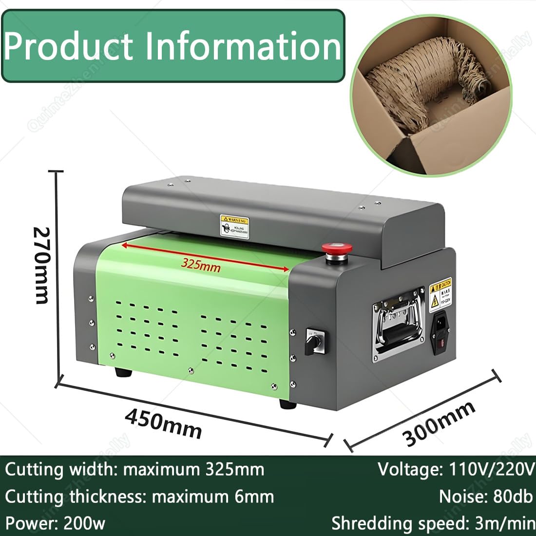 Polstermaschine Papierwabenverpackungen,200w Altkartonzerkleinerer,Kartonschneidemaschine,Schreddergeschwindigkeit 3 M/Min,für Verpackung Schutz Lagerhallen