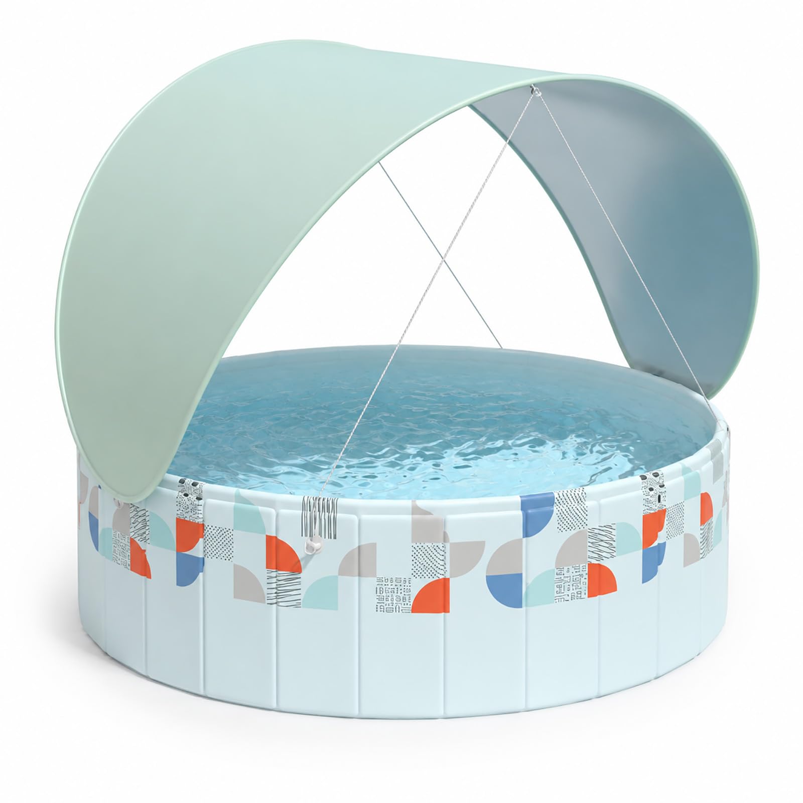 Piscina Redonda Elevada con Toldo, Piscina Familiar para Jardín Exterior