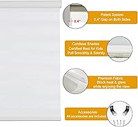 Vista 45 de Persilux Cordless Zebra Blinds for Windows Free-Stop Roller Window Shades (22" W X 64" H, Grey) Dual Layer Light Control for Day and Night, Light