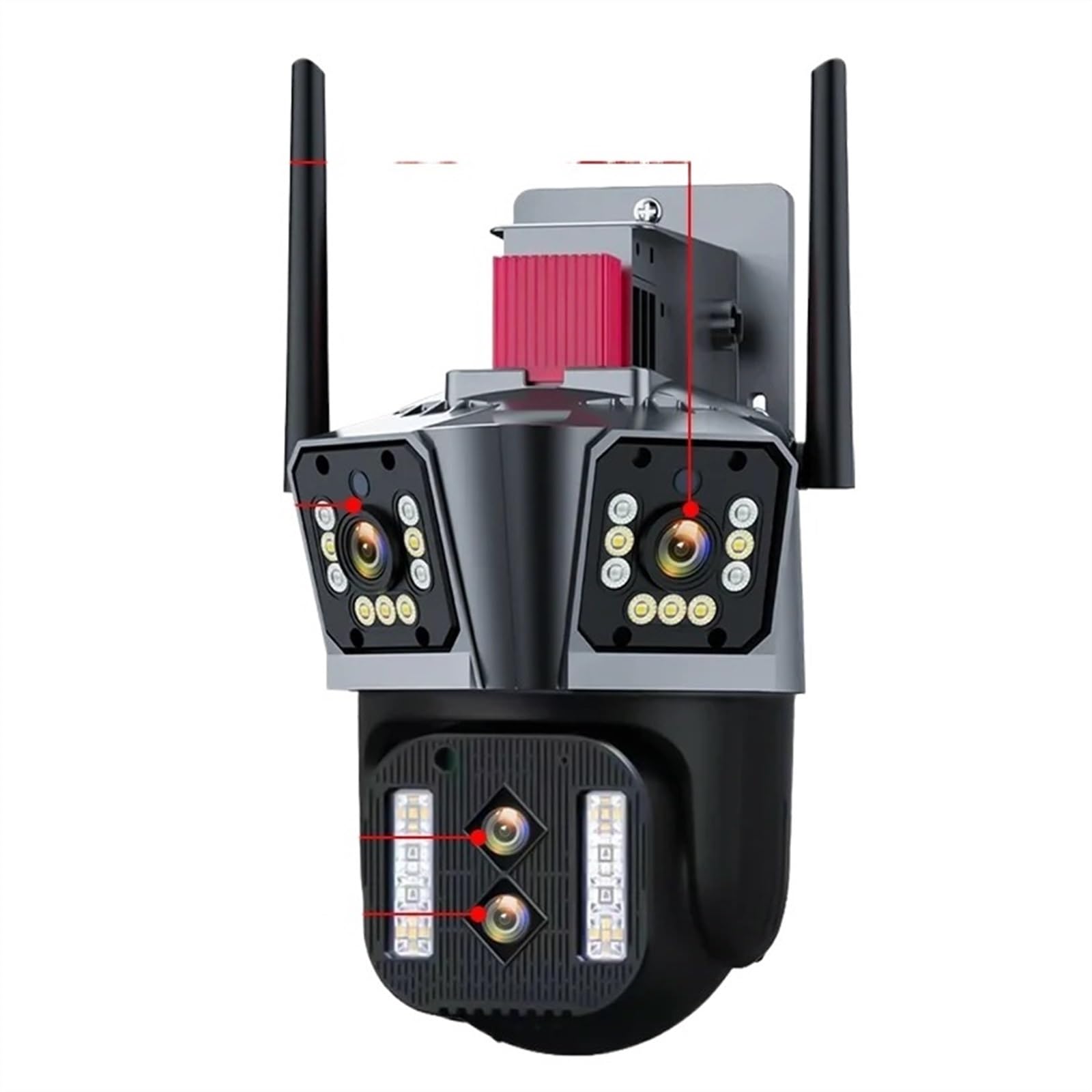 Kamera bezpieczeństwa, Kamera IP 12MP 8K Wi-Fi Zewnętrzna Kamera PTZ Z Trzema Obiektywami Podwójne Ekrany 10-krotny Zoom Automatyczne Śledzenie Człowieka Wodoodporna Kamera CCTV 8MP(4K 8MP Add 64G)